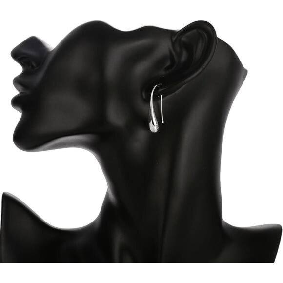 Classic Silver Thread Drop Earrings Teardrop Back Earrings, Metal - Picture 2 of 8